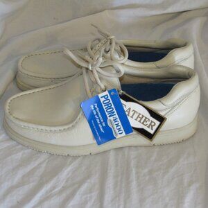 NWT Vtg Comfort Lites Poron 4000 Lace Up Ivory Leather Comfort Shoes Mens 8.5